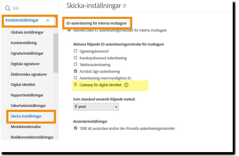 Konfiguration av interna mottagare