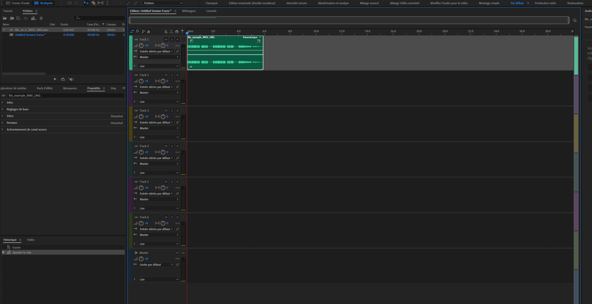 Importation de données audio sous la forme d’un seul clip multicanaux