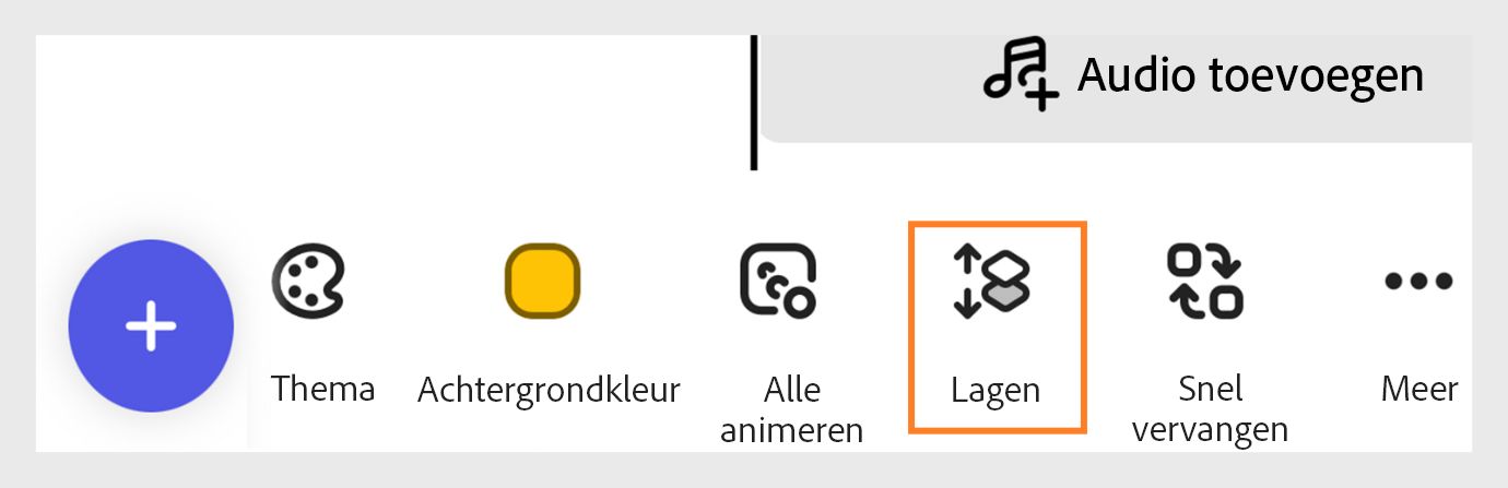 Selecteer in het deelvenster onderaan het pictogram 'Lagen' naast het pictogram 'Alles animeren' om de geselecteerde laag weer te geven. 