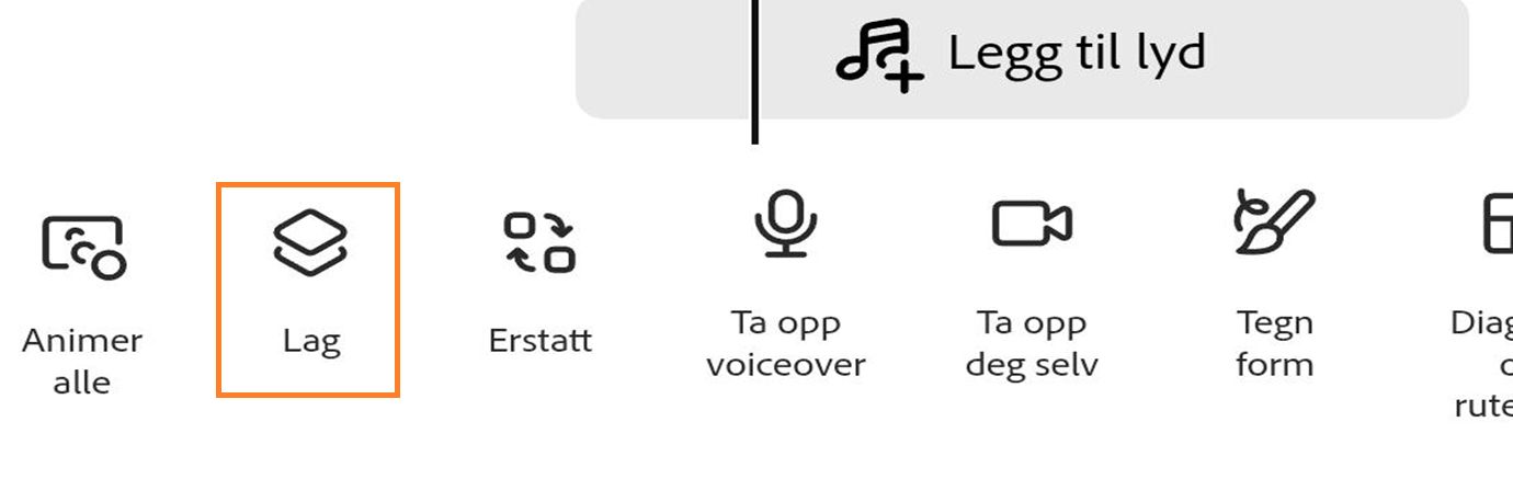 I panelet nederst velger du ikonet for lag ved siden av animer alle-ikonet for å vise det valgte laget. 