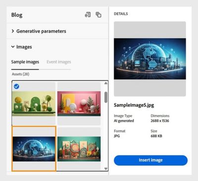Blog left pane showing the sample images