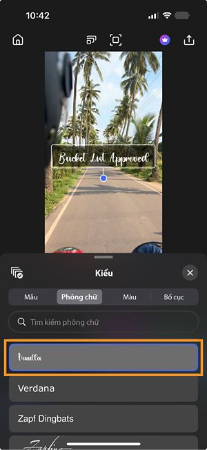 Phông chữ tùy chỉnh sẽ hiển thị trong danh sách phông chữ của Premiere trên iPhone sau khi nhập.
