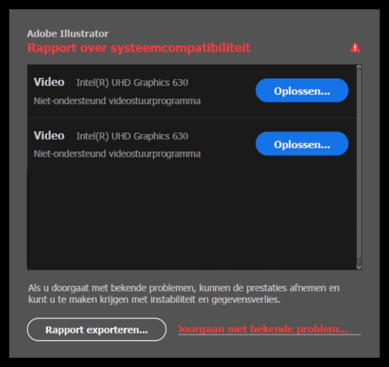 Systeemcompatibiliteitsrapport voor GPU-stuurprogramma's van Intel en NVIDIA
