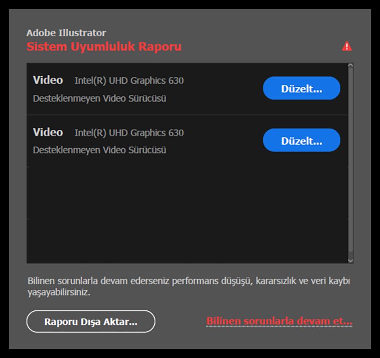 INTEL ve NVIDIA GPU sürücüleri için sistem uyumluluğu raporu