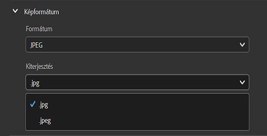 A felhasználók most már exportálhatják a fájlt .jpg fájlnév kiterjesztéssel.