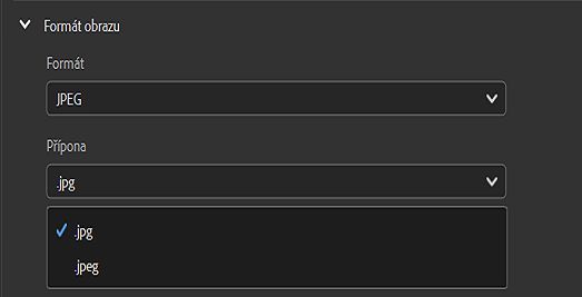 Uživatelé nyní mohou exportovat soubor s příponou názvu .jpg.