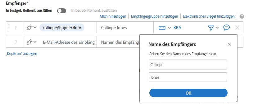 KBA mit erzwungenen Namenswerten