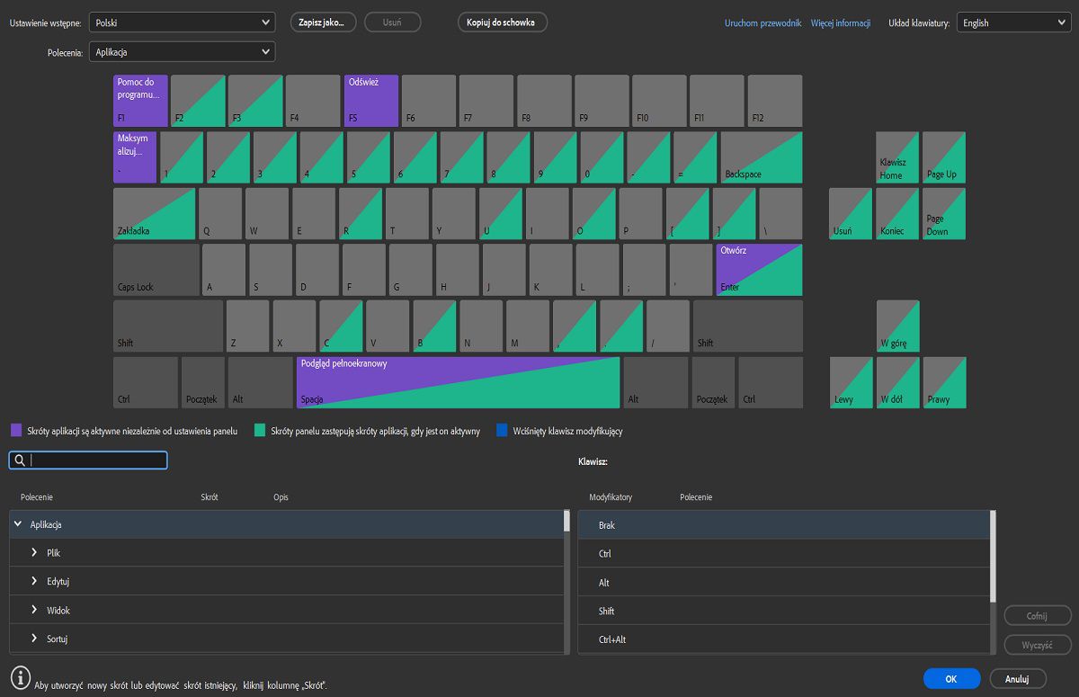 Zapoznaj się z panelem Skróty klawiaturowe w programie Adobe Bridge.