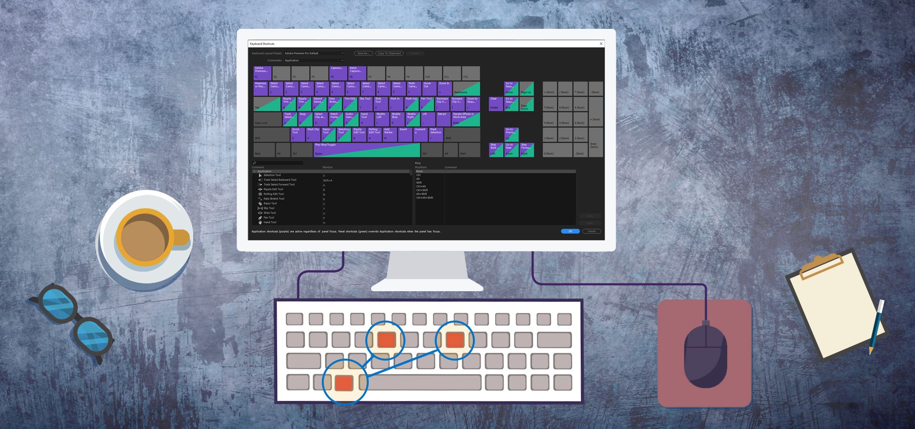 Editor de atalhos visuais de teclado
