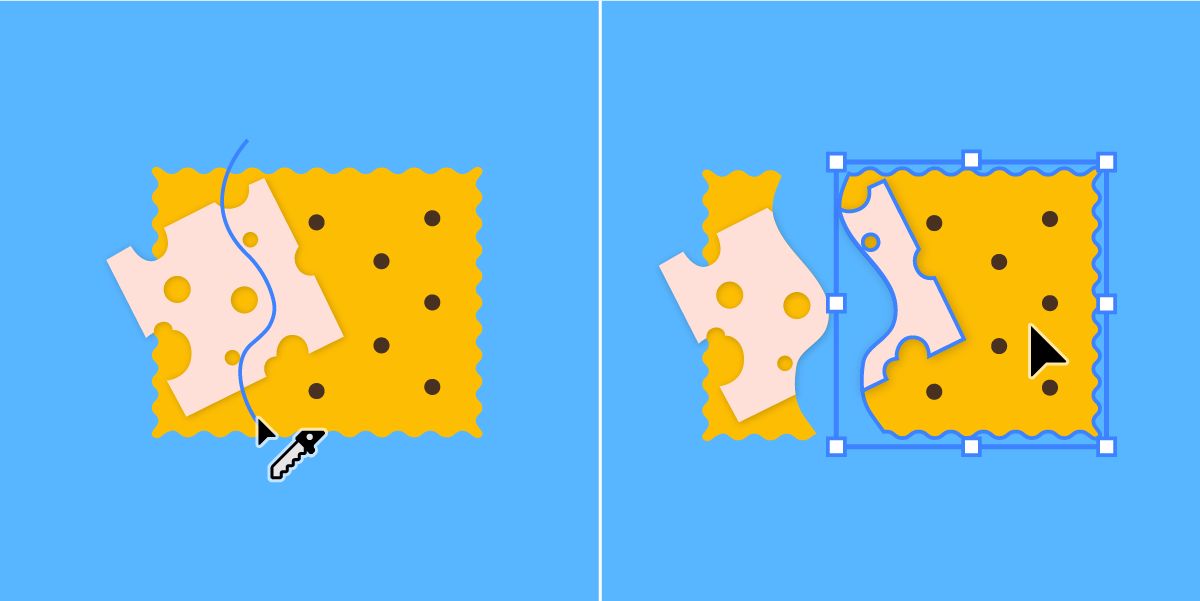 Una imagen cortada en dos partes con la herramienta Cuchilla