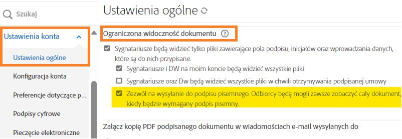 Zezwalaj na podpisy pisemne w obiegach pracy z ograniczoną widocznością dokumentów