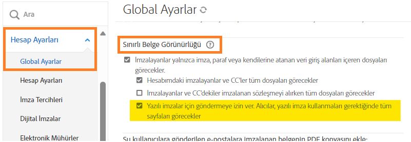 Sınırlı belge görünürlüğü iş akışlarında yazılı imzalara izin verin