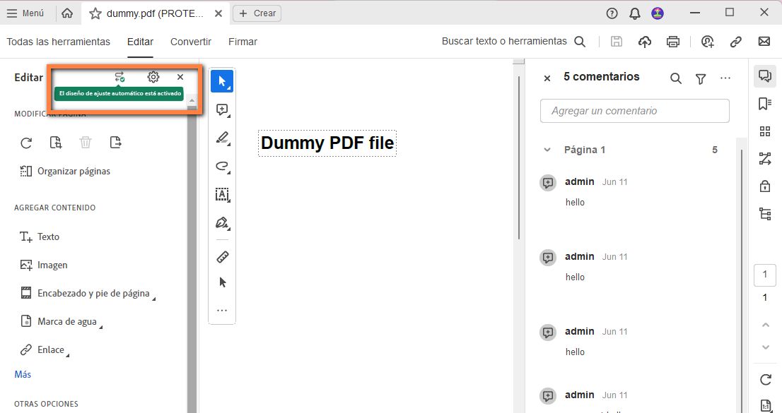 Función de ajuste automático en el nuevo Acrobat