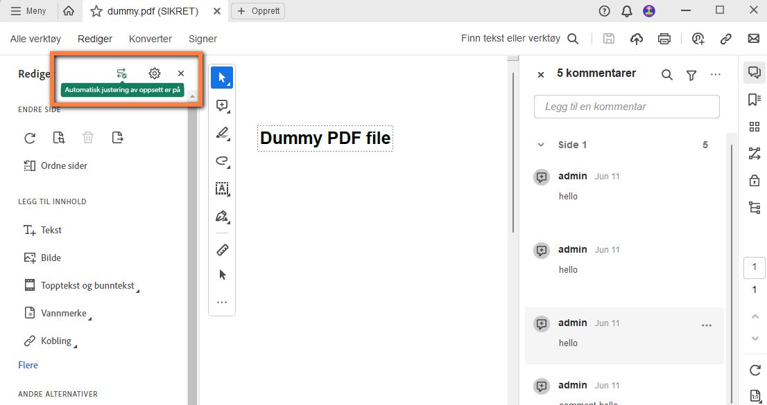 Functie voor automatische aanpassing in de nieuwe Acrobat