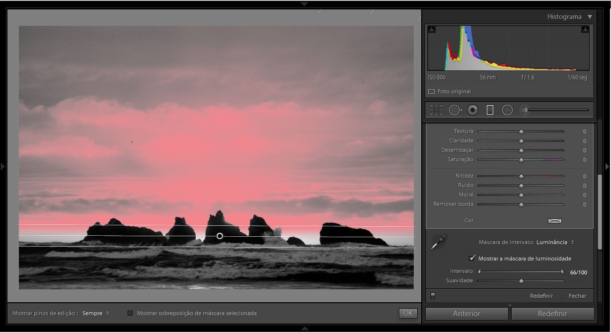 Ative a opção Exibir Máscara de profundidade para visualizar a máscara