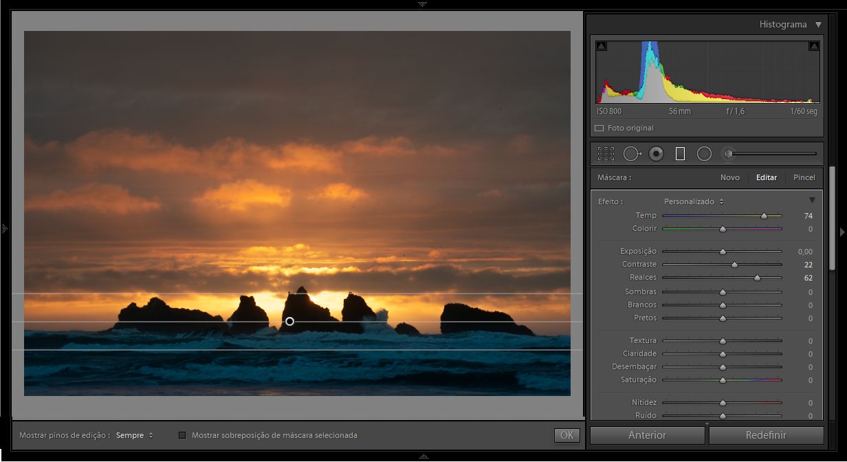 Ajustes locais aplicados à Máscara de intervalo de luminância