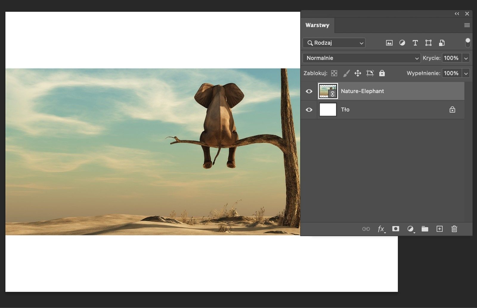 Panel Warstwy z zaznaczoną warstwą obiektu inteligentnego i ikoną łańcucha wskazującą, że jest to połączony obiekt inteligentny