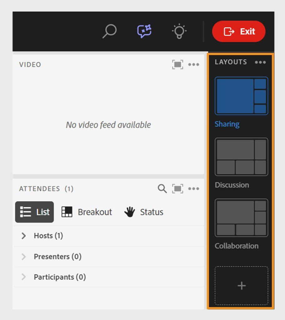 View Layouts panel in the room