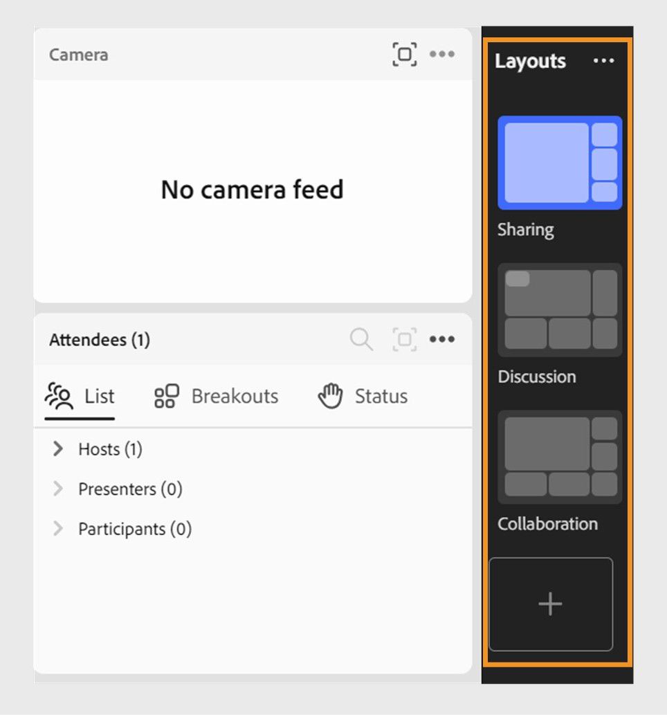 View Layouts panel in the room