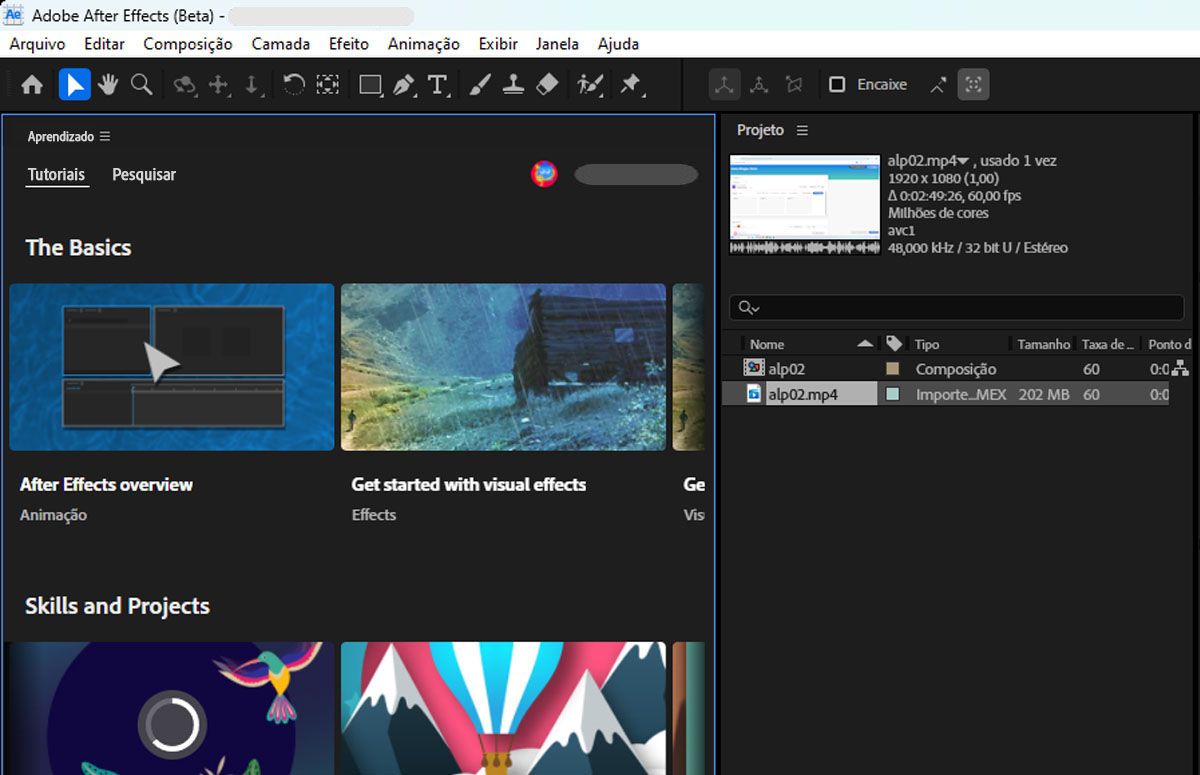Painel Aprendizado e o espaço de trabalho Aprendizado