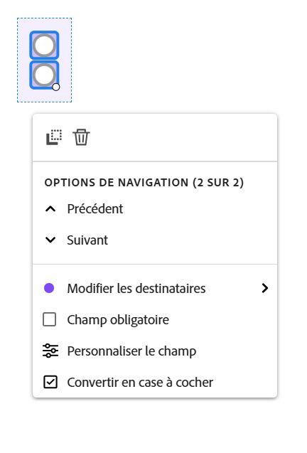 Vue du champ illustrant le menu contextuel du clic gauche.