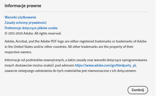 Panel Informacje prawne.