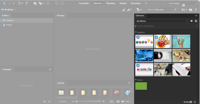 الوصول إلى Creative Cloud Libraries في Bridge