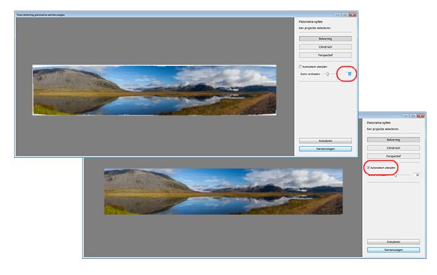 Automatisch uitsnijden in Lightroom selecteren met de schuifregelaar voor Grens verdraaien op 30