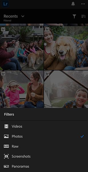 Screenshot of filter options in Device view