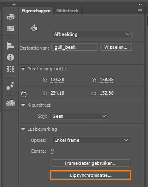 Lipsynchronisatie in Eigenschapcontrole