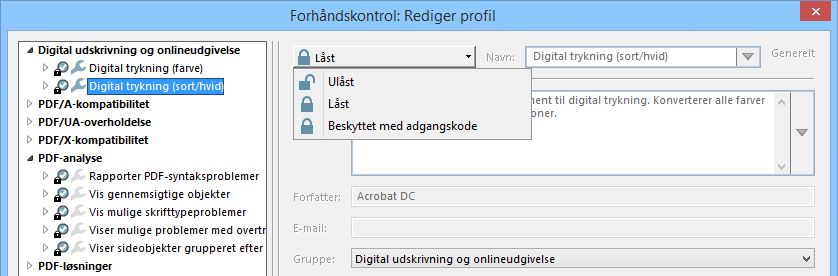 En forhåndskontrolprofil låses op