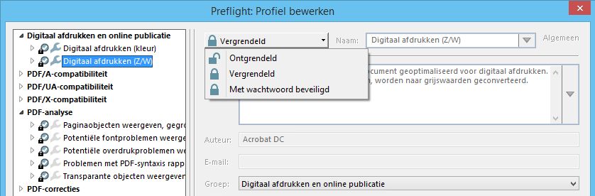 Een vergrendeld Preflight-profiel ontgrendelen