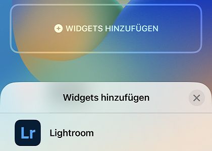 Screenshot des Lightroom-App-Widgets für den Sperrbildschirm