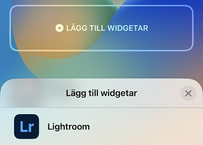 Skärmdump av Lightroom-appwidget för låsskärm