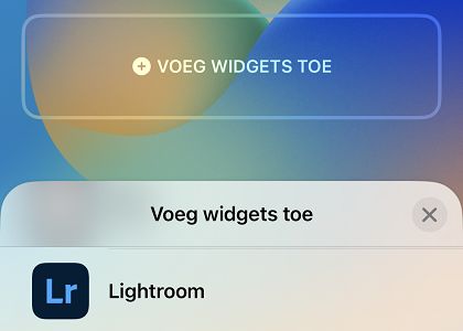 Screenshot van Lightroom-app-widget voor vergrendelingsscherm