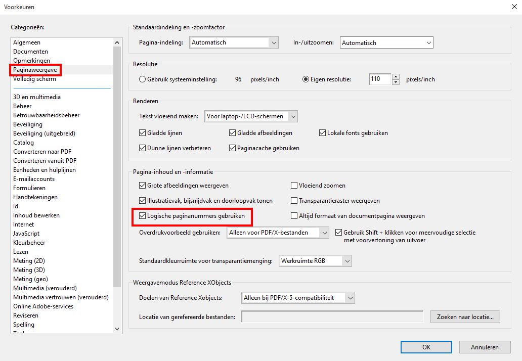 Logische paginanummers
