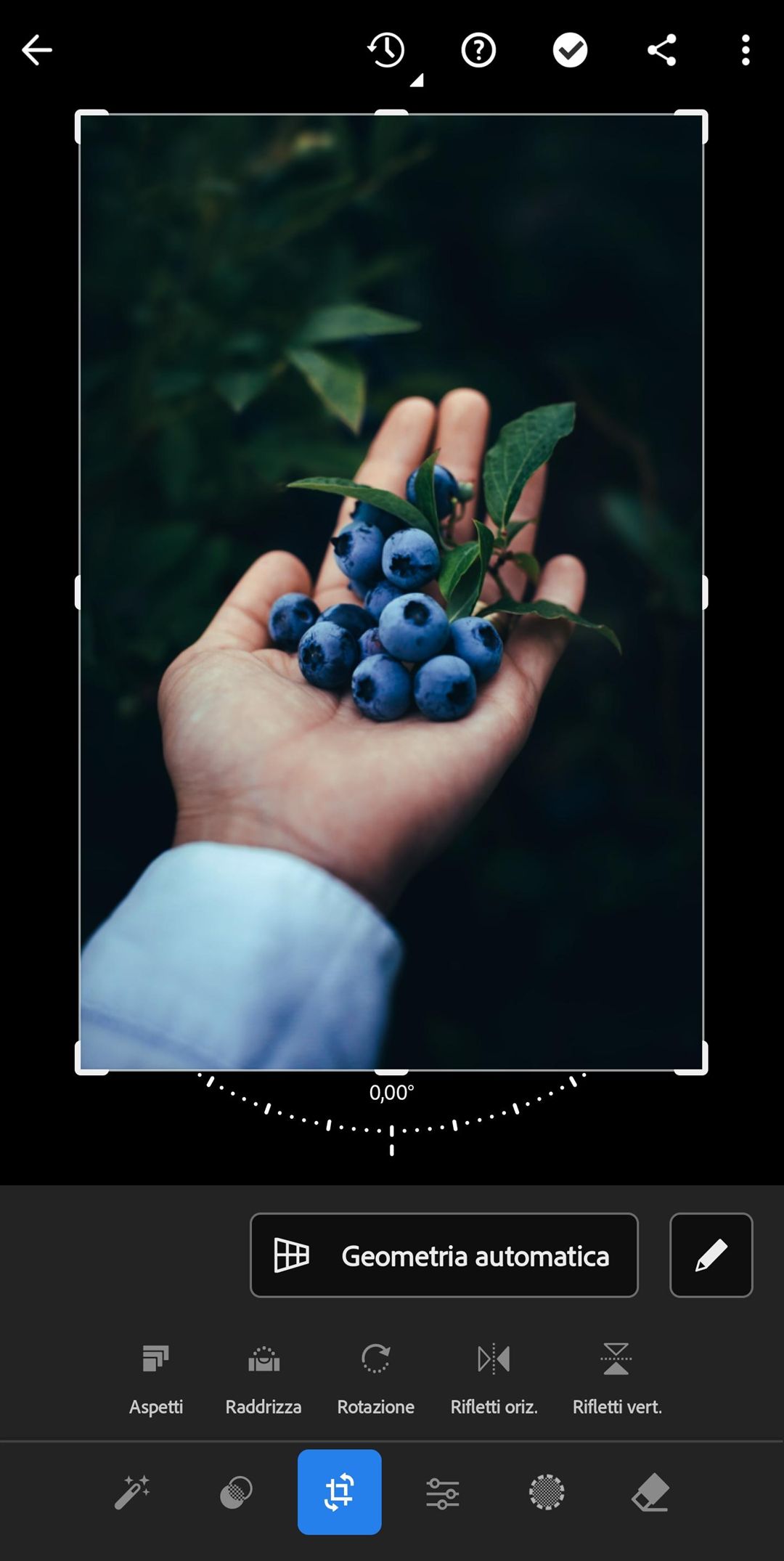 regolare le dimensioni e le proporzioni di una foto in Lightroom.