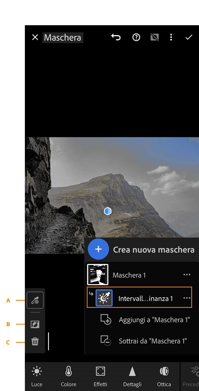 Maschera Intervallo luminanza