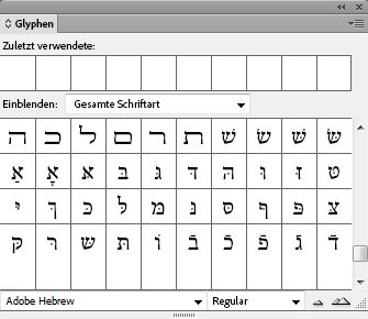 Auswählen und Anwenden von Glyphen