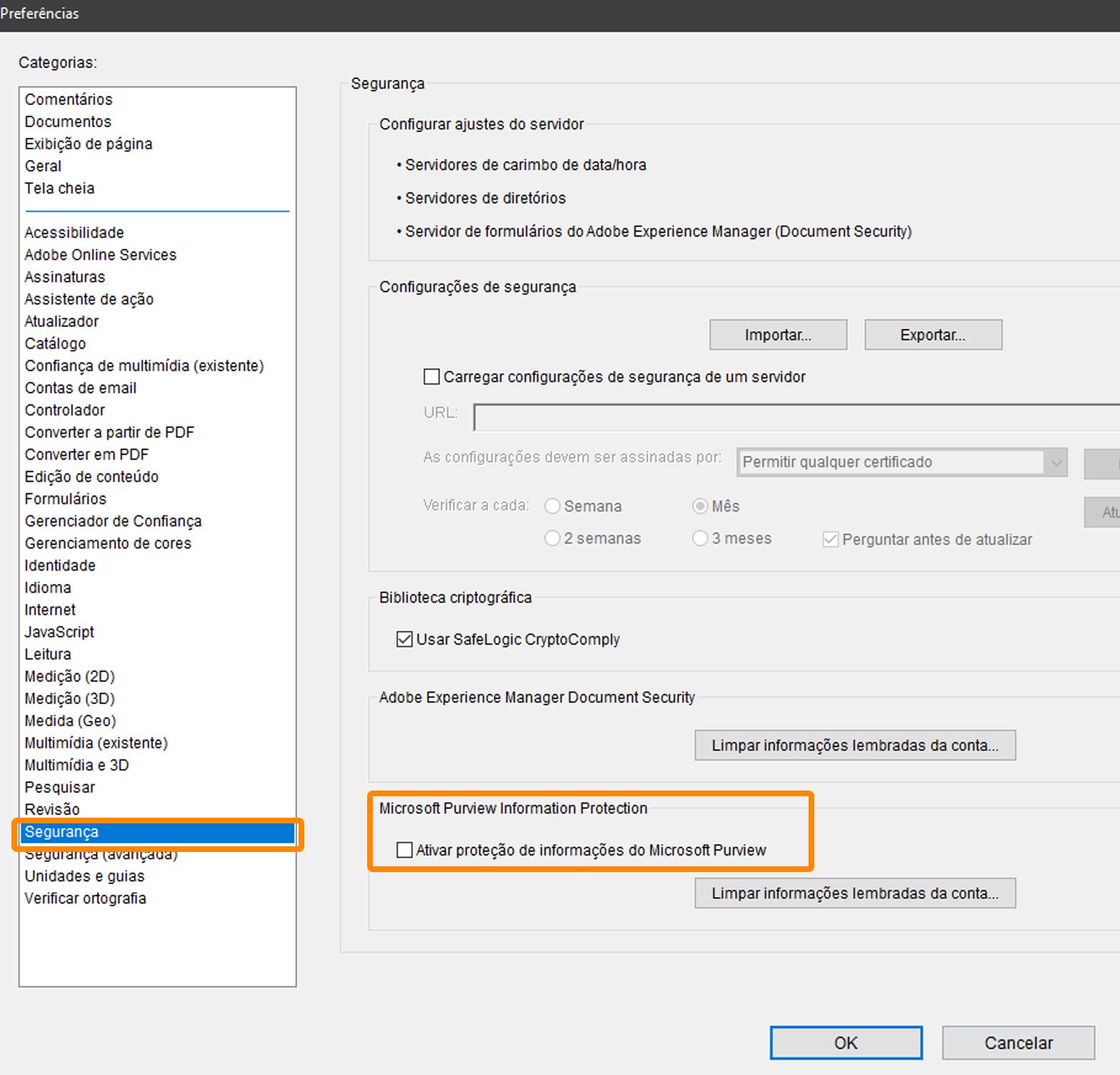 Preferência de habilitar o MIP