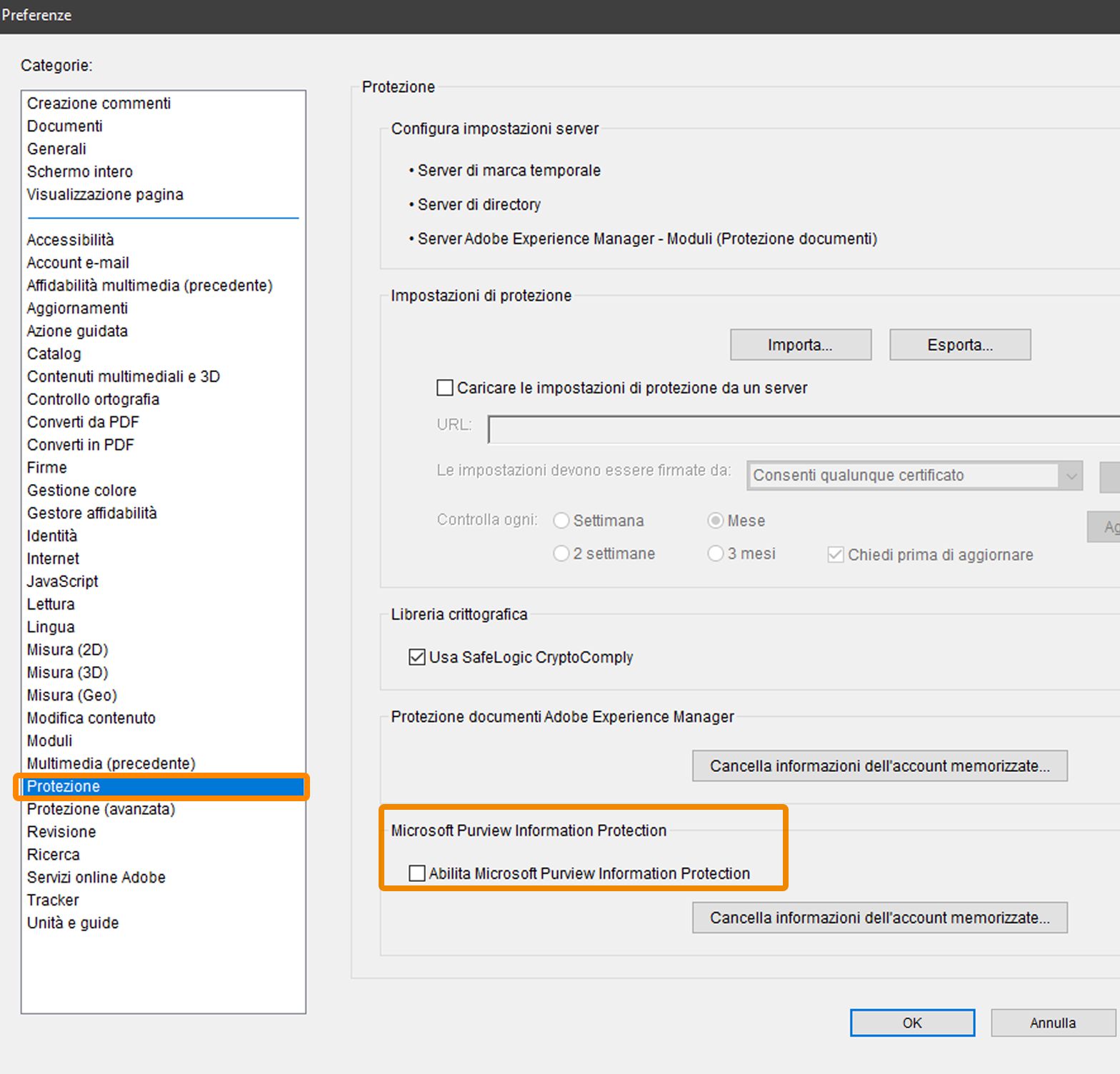 Preferenza per abilitare MIP