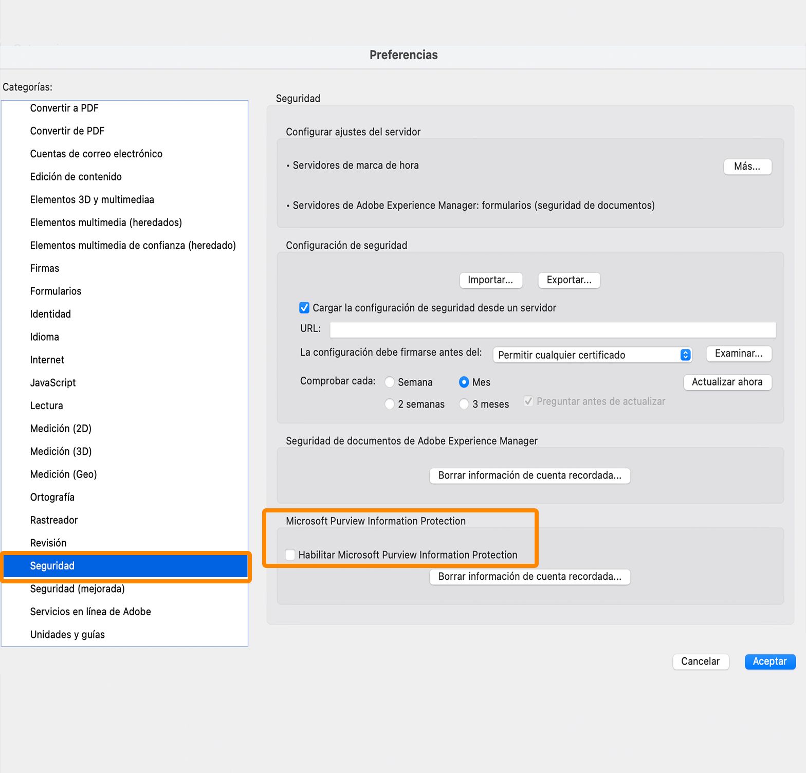 Preferencia para habilitar MIP