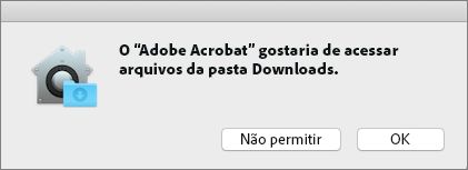 Caixa de diálogo de permissões do Mac Catalina