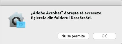 Dialogul de permisiune Mac Catalina