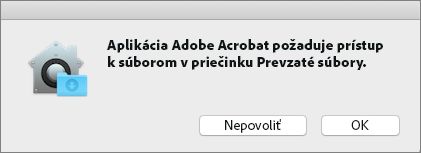 Dialógové okno povolení systému Mac Catalina