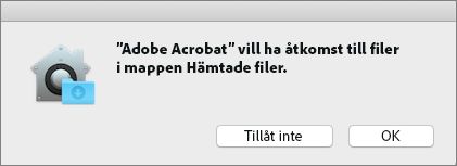 Dialogruta för behörighet för Mac Catalina