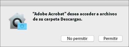 Cuadro de diálogo de permisos de Mac Catalina