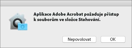 Dialog oprávnění v systému Mac Catalina