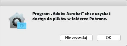 Okno dialogowe o zezwoleniach Mac Catalina