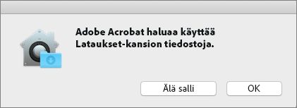 Mac Catalina -käyttöoikeusvalintaikkuna